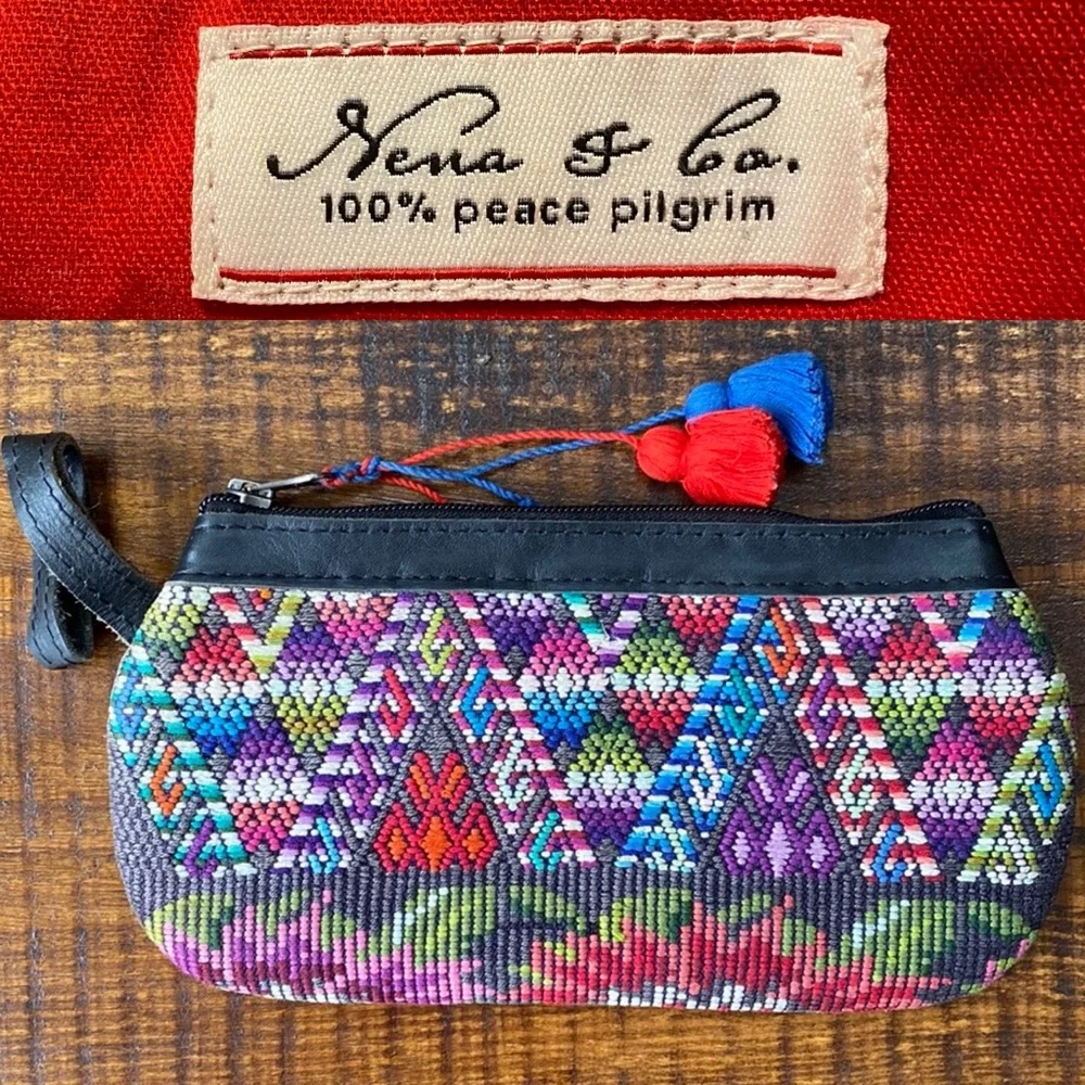 Nena & Co Pilgrim Handmade Leti Huipil Embroidered Upcycled Wristlet Clutch